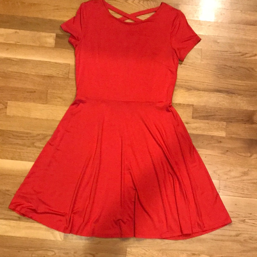 Red, fit and flare dress from the LOFT, size 4